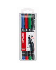 Pochette de 4 stylos feutres pour rétroprojection Stabilo OHPen 843 coloris assortis