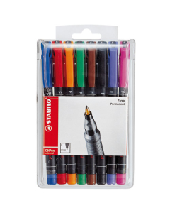 Pochette de 8 stylos feutres pour rétroprojection Stabilo OHPen 842 coloris assortis