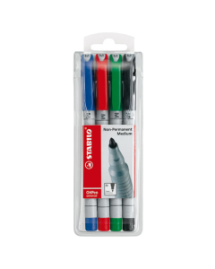 Pochette de 4 stylos feutres pour rétroprojection Stabilo OHPen 853 coloris assortis