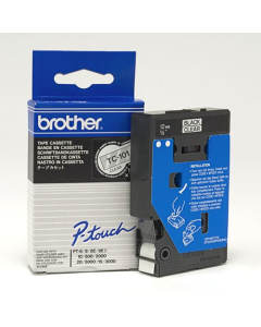 Ruban pour titreuses Brother P.Touch TC 101 12mm noir/transparent