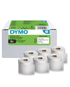 Boîte de 6 rouleaux de 140 étiquettes - Dymo 2177565 - Étiquettes LabelWriter 4XL / 5XL -Blanches autocollantes prédécoupées - 102 x 210 mm pour colis DHL