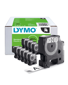 Pack x10 - Dymo D1 Ruban étiquettes autocollantes - 9mmx7m -Noir sur fond blanc