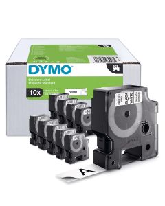 Pack x10 - Dymo D1 Ruban étiquettes autocollantes - 19 mm x 7 m -Noir sur fond blanc