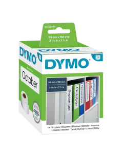 110 étiquettes blanches DYMO pour classeur dos large - 59 x 190 mm