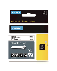Ruban pour titreuse Rhino nylon flexible 12mm noir/blanc