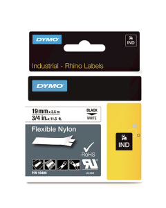 Ruban pour titreuse Rhino nylon flexible 19mm noir/blanc