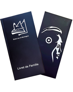 Livret de famille Dark Blue adhésif pleine page personnalisé en impression blanche