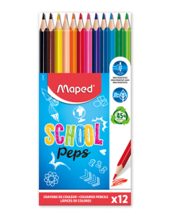 Schoolpep's 12 crayons couleurs assortis