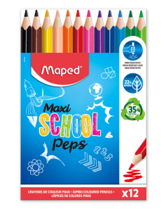 Schoolpep's maxi 12 crayons couleurs assortis