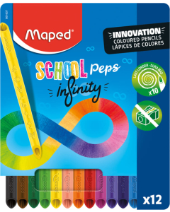 School'peps infinity 12 crayons de couleurs assortis