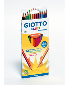 Élios wood free 12 crayons couleurs assortis