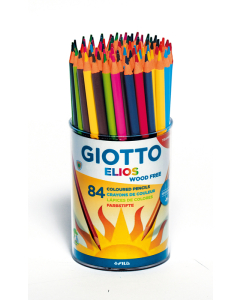Élios wood free pot 84 crayons couleurs assortis
