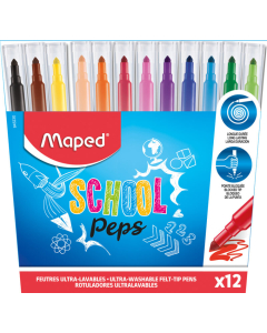 Schoolpep's large 12 feutres coloris assortis