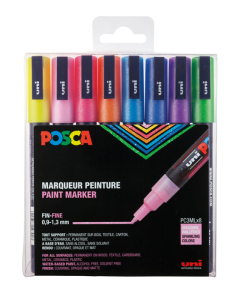 Posca pc-3m 8 marqueurs coloris pailletés assortis