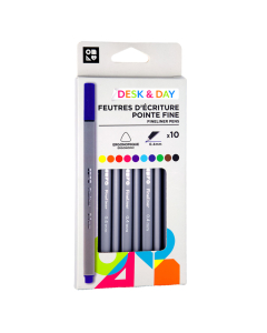 10 feutres ecriture fin coloris assortis
