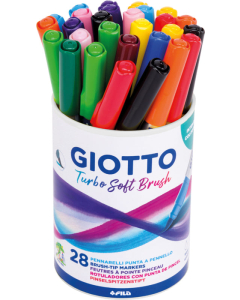 Turbo soft brush pot 28 feutres pinceaux coloris assortis