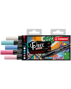 Free acrylic t300 5 marqueurs coloris assortis set 1 candy