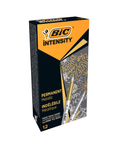 intensity 12 marqueurs permanent pointe fine coloris metallique or et argent