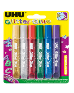 Glitter glue 6 tubes 10ml coloris classiques