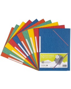 10 chemises élastique 3 rabats carte coloris vifs