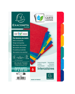 intercalaires 17x22 carte lustrée 6 positions