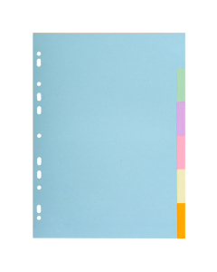 intercalaires a4 carte forte 6 positions coloris pastels