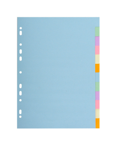 intercalaires a4 carte forte 12 positions coloris pastels