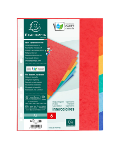 intercalaires a4 carte lustrée 6 positions