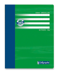 Cahier brouillon recyclé 17x22 96p séyès 56g piqûre