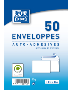 50 enveloppes blanches 114x162mm