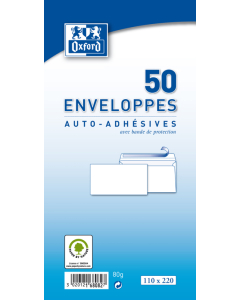 50 enveloppes blanches 110x220mm