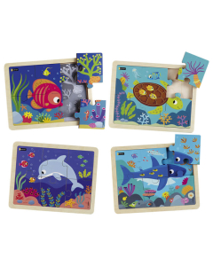 Les animaux de la mer lot de 4 puzzles