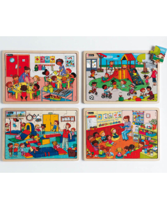 Puzzle ensemble à l'école