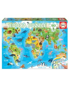 Puzzle carte du monde des animaux - 150 pièces