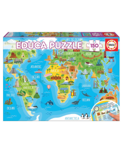 Puzzle carte du monde des monuments - 150 pièces