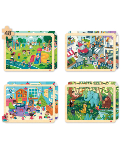 4 puzzles lieux, respect et vivre ensemble 48 pieces