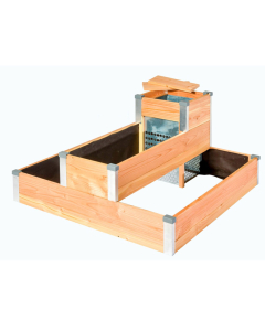 potager bois 2 etages avec composteur, materiel et graines