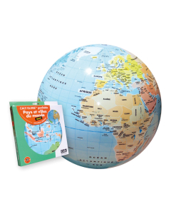 globe terrestre gonflable pays et villes du monde ø 50 cm