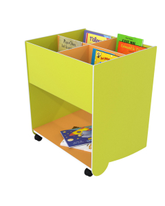 bac a livres mobile grand modele anis/orange