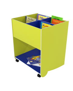 bac a livres mobile grand modele anis/bleu