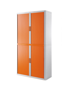 armoire a rideaux 2m corps blanc rideaux oranges