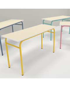 table axis 2 personnes 50*1300 t4 bleu d'alumine - plateau seringa - chant abs blanc