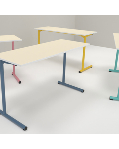 table s2 2 personnes 50*1300 t6 bleu d'alumine - plateau seringa - chant abs blanc