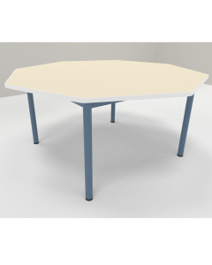 table maternelle octogonale 1300 t3 rose anglais - plateau seringa - chant abs blanc