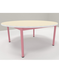 table maternelle ronde 1200 t3 jaune genet - plateau seringa - chant abs blanc