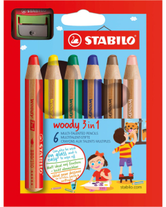 Woody 6 crayons coloris assortis