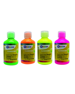 Gouache fluo 4 flacons 250ml assortis