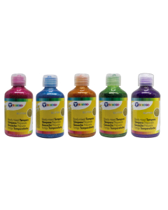 Gouache pailletée  5 flacons 250ml coloris vifs