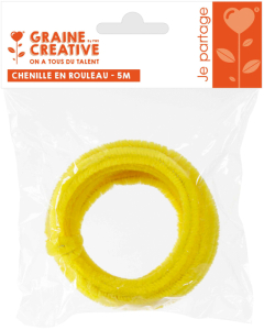 Chenille 8mm écheveau 5m jaune