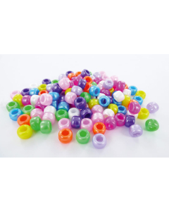 1000 perles cassis plastique coloris pastel assortis